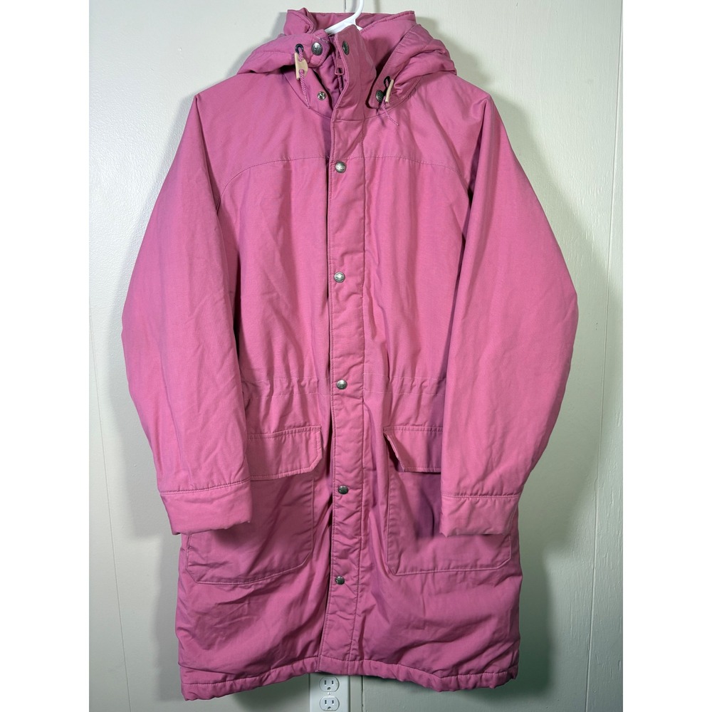 Vtg LL Bean Pink Wool Lined Winter Parka Hooded Jacket M Gorpcore Outdoorsy Ski